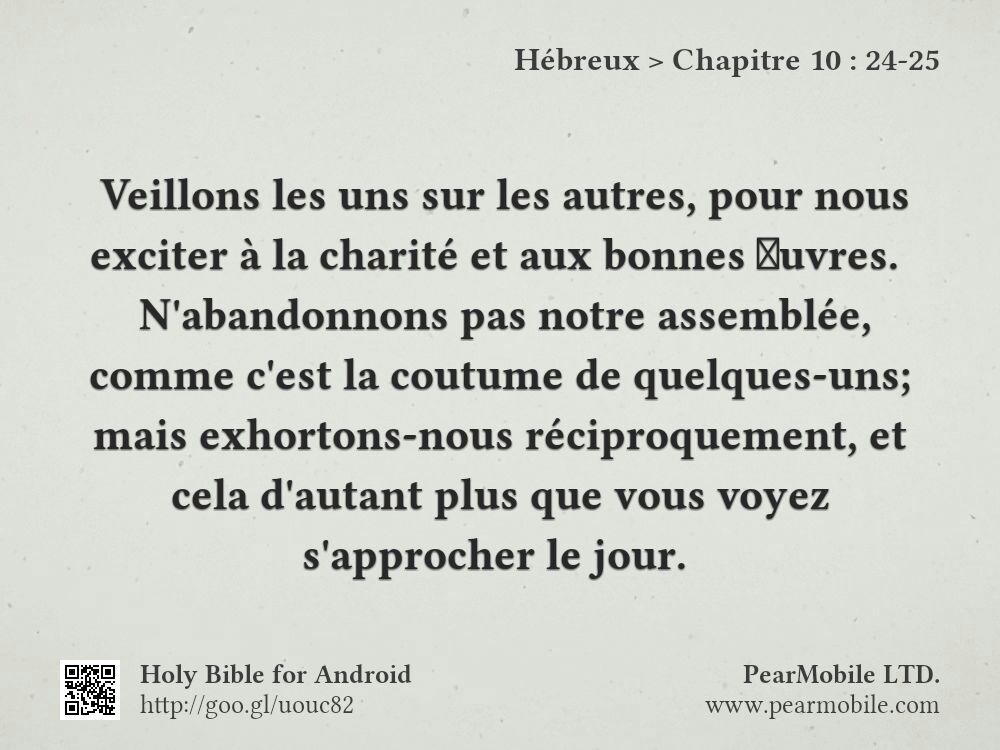 Hébreux, Chapitre 10:24-25